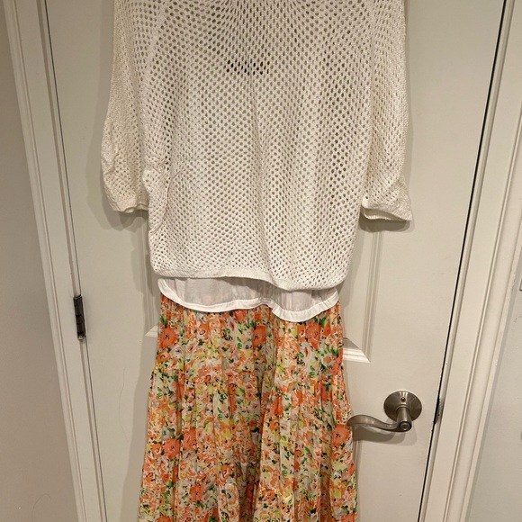 Dresses & Skirts - White Knit Top and Floral Skirt Set